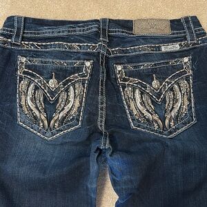 Vintage Miss Me Dark Blue mid-rise Easy Boot jeans size 31x32